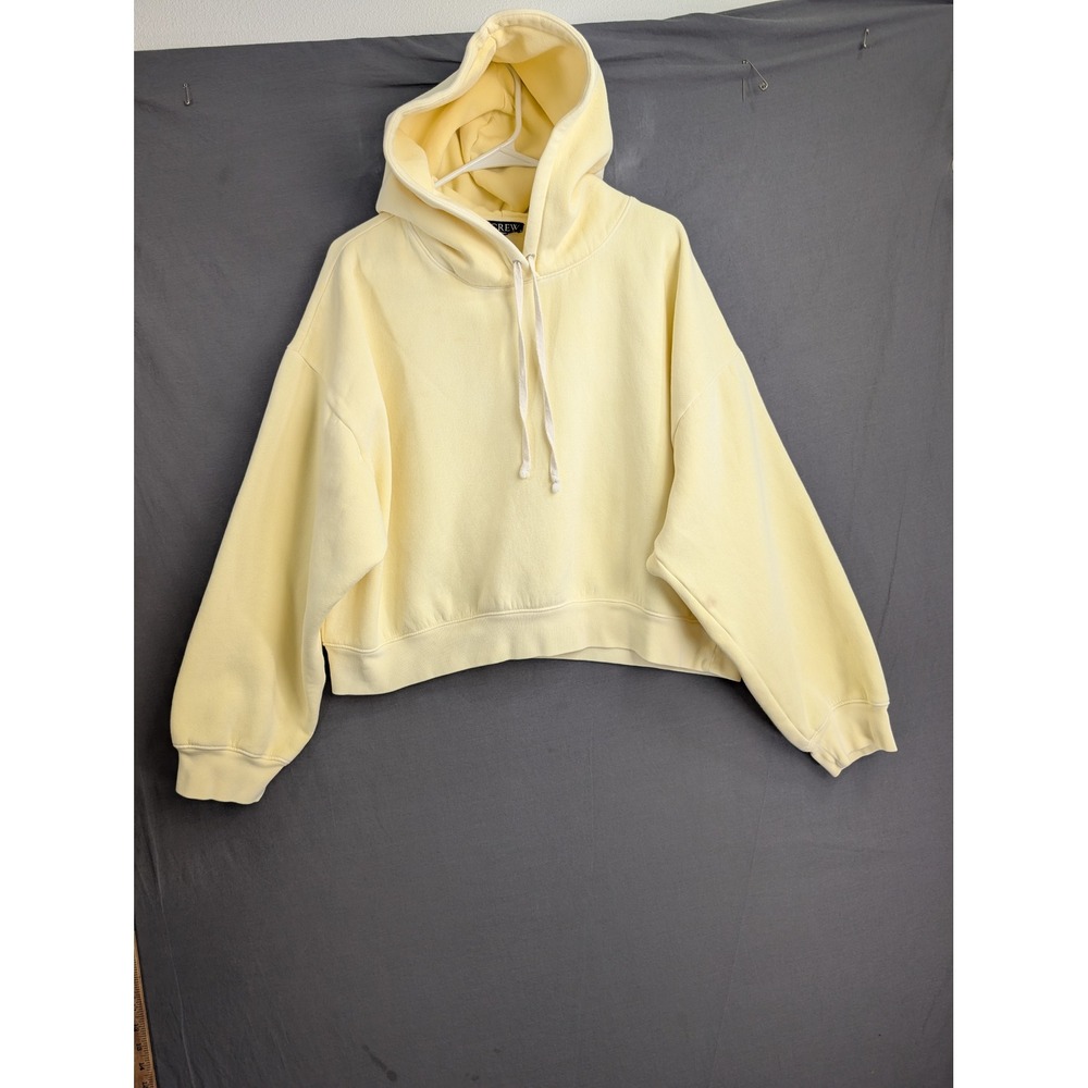 J.Crew Women 3X Yellow Cropped Fleece Hoodie Sweatshirt 8498